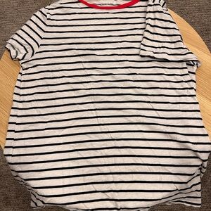 LOFT Women's Striped Tee with Red Collar